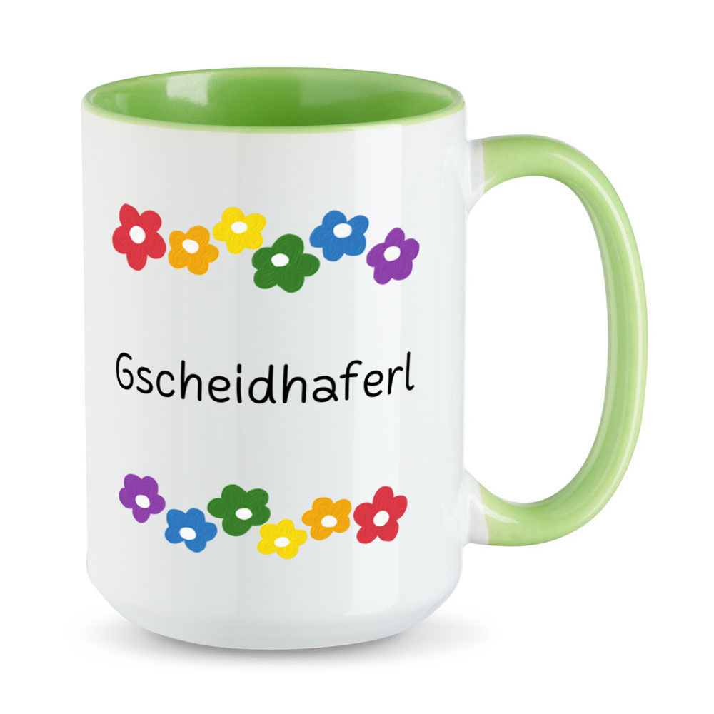 Gscheidhaferl- Blumen - lustige XL-Sprüchetasse - Kaffeebecher