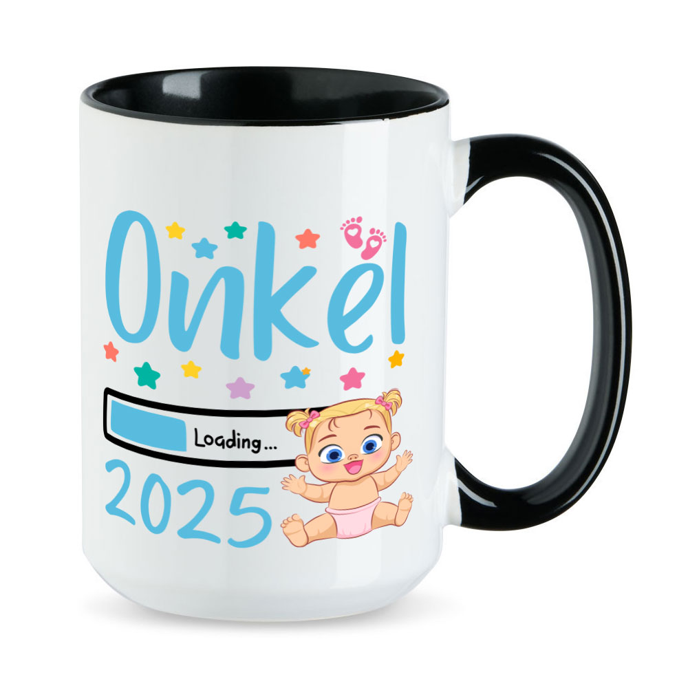 Onkel Loading 2025 (Mädchen) - XL-Tasse - Geschenk - Kaffeebecher - schwarz
