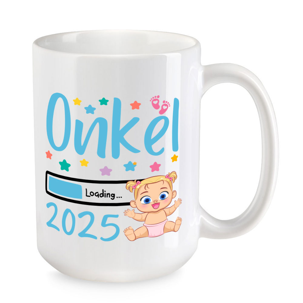 Onkel Loading 2025 (Mädchen) - XL-Tasse - Geschenk - Kaffeebecher - weiss