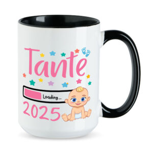 Tante Loading 2025 (Junge) - XL-Tasse - Geschenk - Kaffeebecher - schwarz