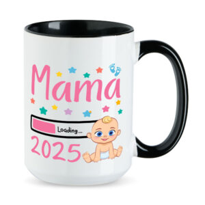 Mama Loading 2025 (Junge) - XL-Tasse - Geschenk - Kaffeebecher - schwarz