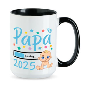 Papa Loading 2025 (Junge) - XL-Tasse - Geschenk - Kaffeebecher - schwarz