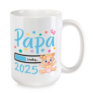 Papa Loading 2025 (Mädchen) - XL-Tasse - Geschenk - Kaffeebecher - weiss